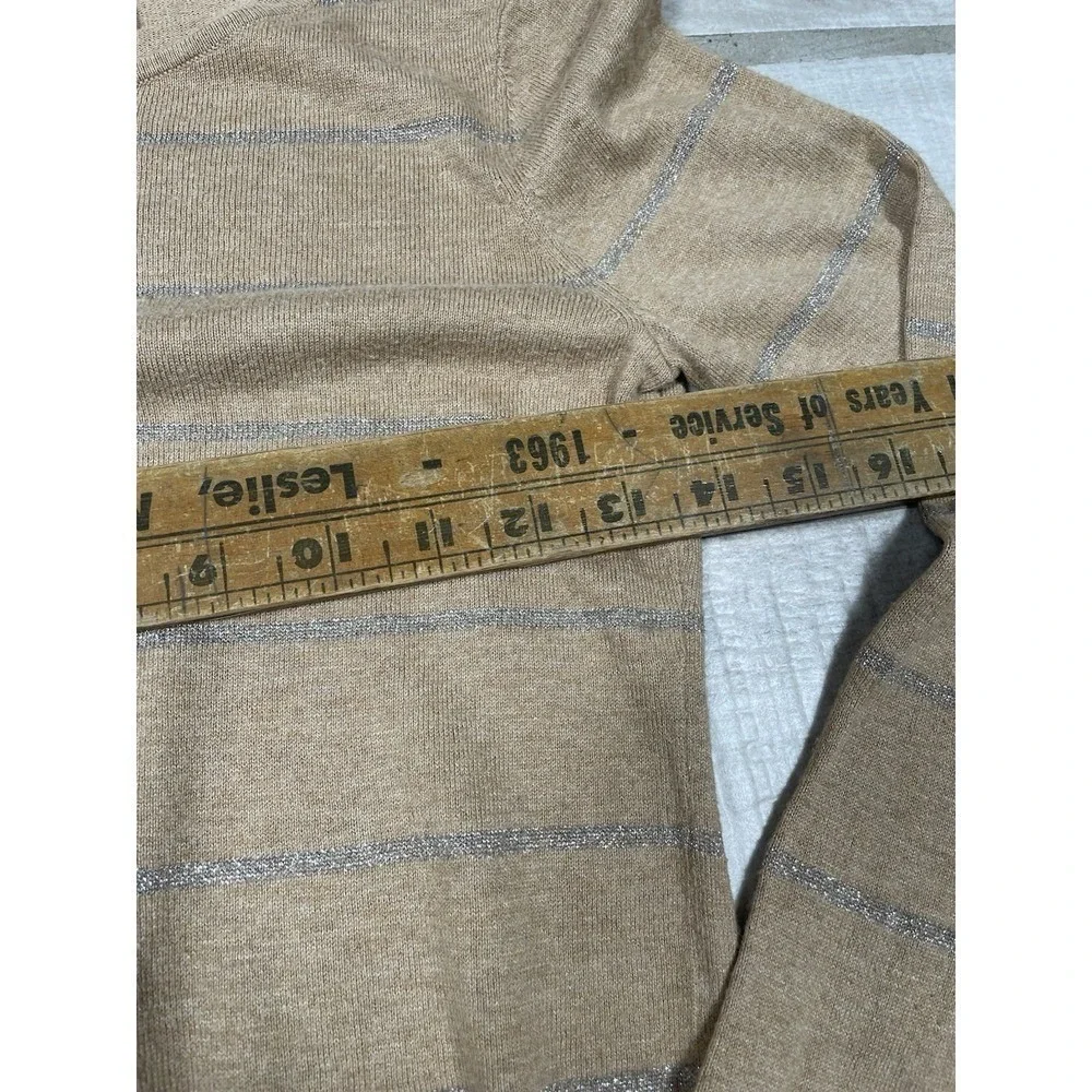 Ann Taylor Loft Women's Metallic Stripe Shoulder‎ Zipper Sweater Size XXSP